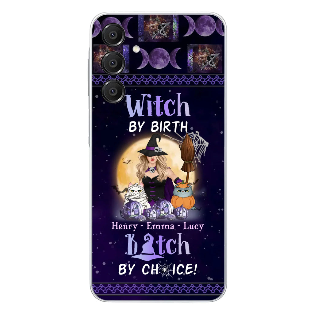 Custom Personalized Pet Witch Phone Case - Halloween Gift For Dog/ Cat Lover - Witch By Birth Bitch By Choice - Case For iPhone And Samsung