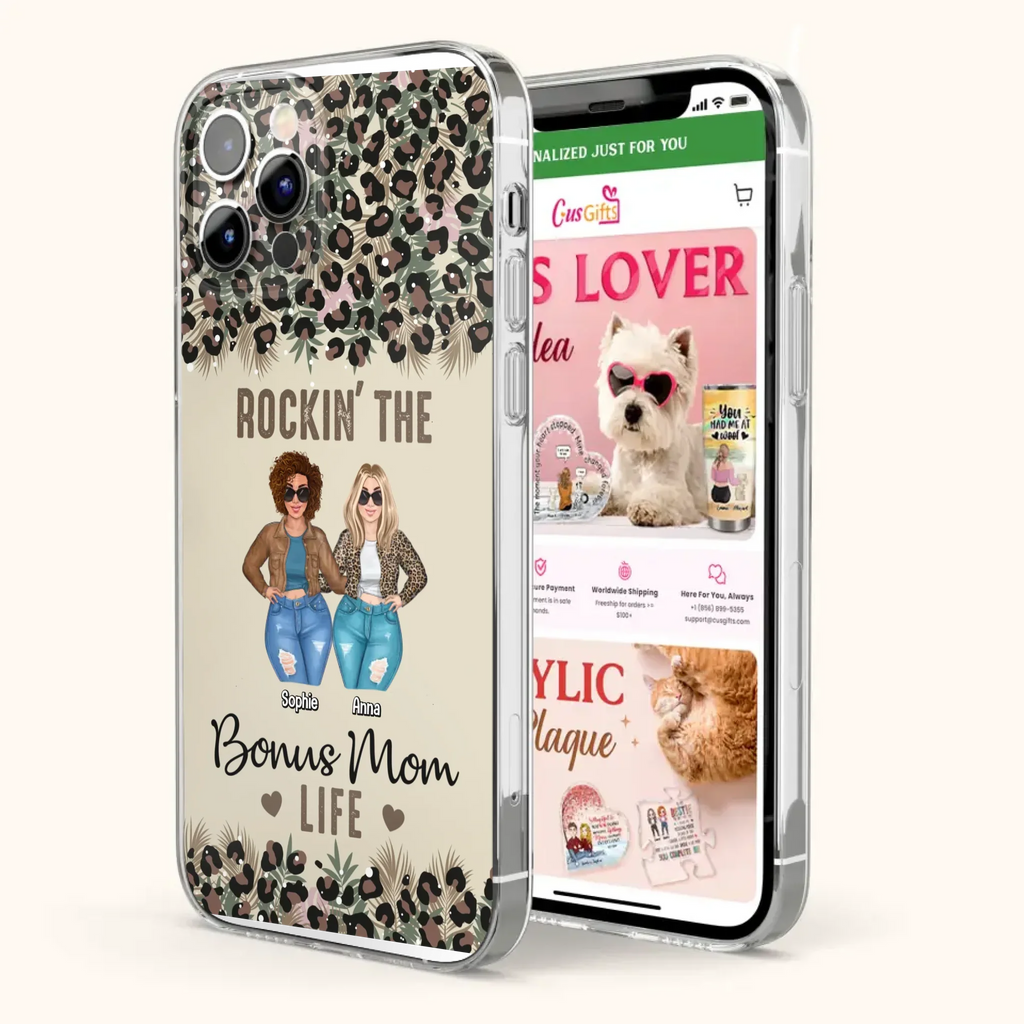 Custom Personalized Bonus Mom Phone Case - Gift Idea For Mother's Day - Rockin' The Bonus Mom Life - Case For iPhone & Samsung