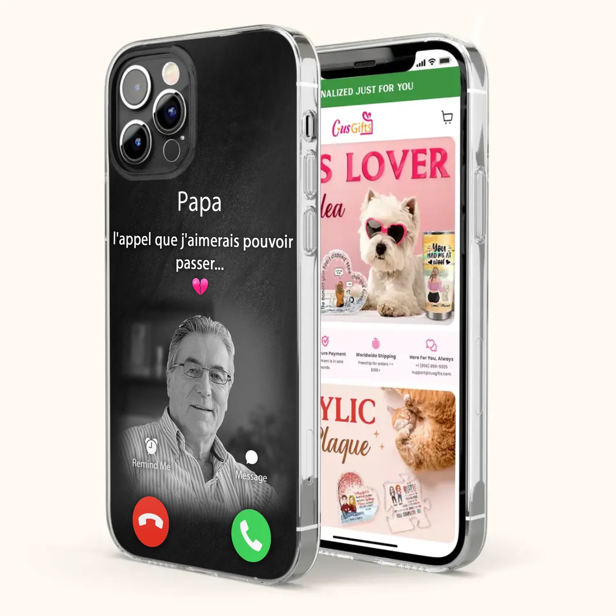 Coque de téléphone personnalisée pour papa commémoratif - Télécharger une photo - L'appel que j'aimerais pouvoir passer- Coque de téléphone pour iPhone/ Samsung