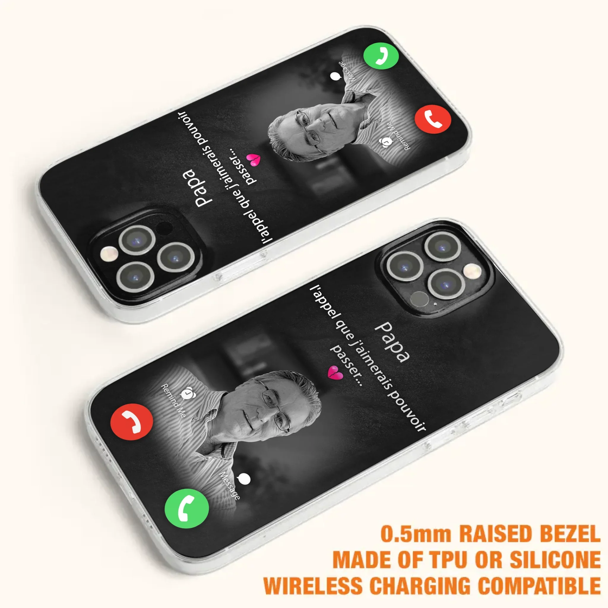 Coque de téléphone personnalisée pour papa commémoratif - Télécharger une photo - L'appel que j'aimerais pouvoir passer- Coque de téléphone pour iPhone/ Samsung