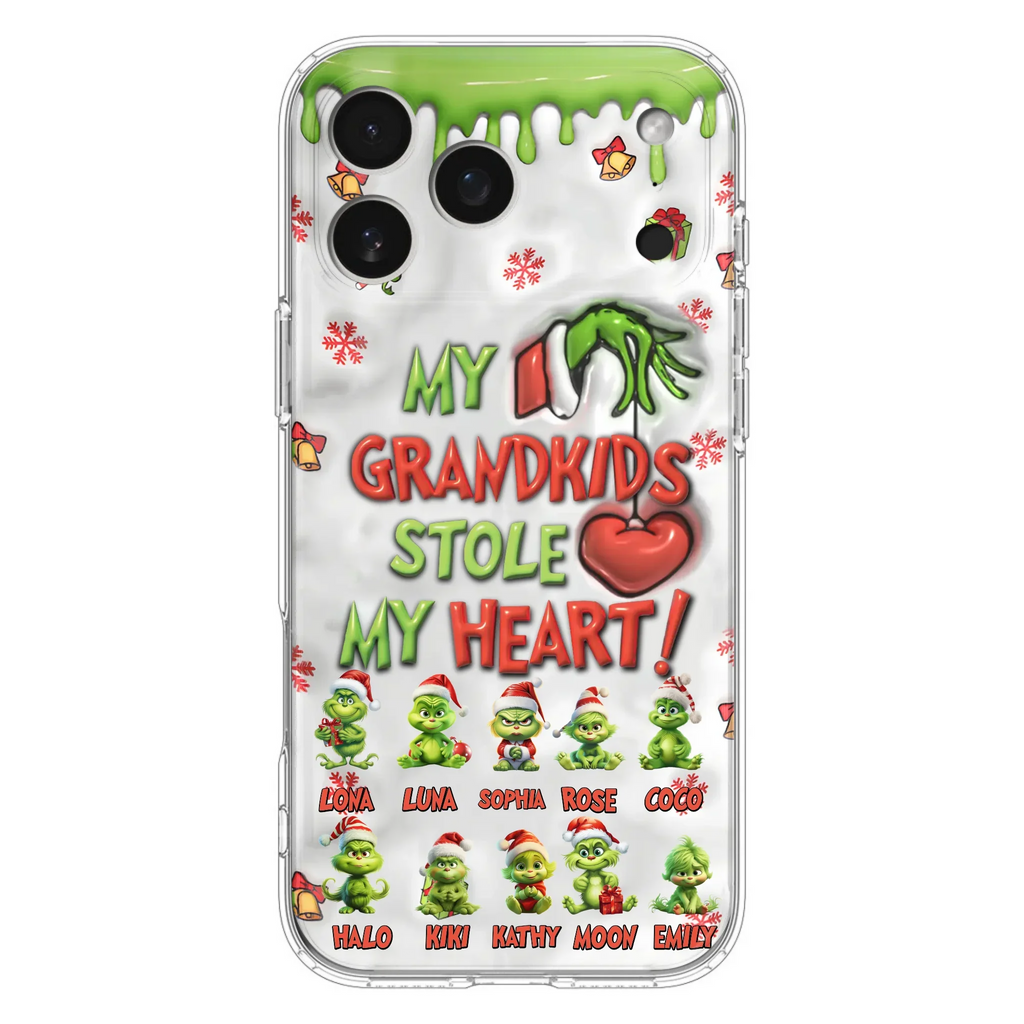 Custom Personalized Christmas Mama Grandkid Phone Case - Gift Idea For Grandkids - Upto 10 Kids - My Grandkids Stole My Heart - Case For iPhone/Samsung