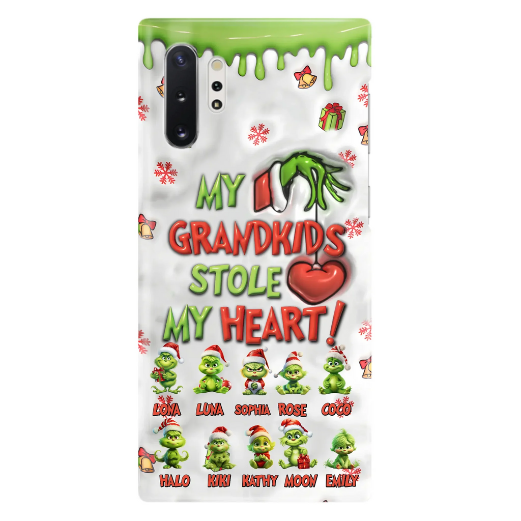 Custom Personalized Christmas Mama Grandkid Phone Case - Gift Idea For Grandkids - Upto 10 Kids - My Grandkids Stole My Heart - Case For iPhone/Samsung