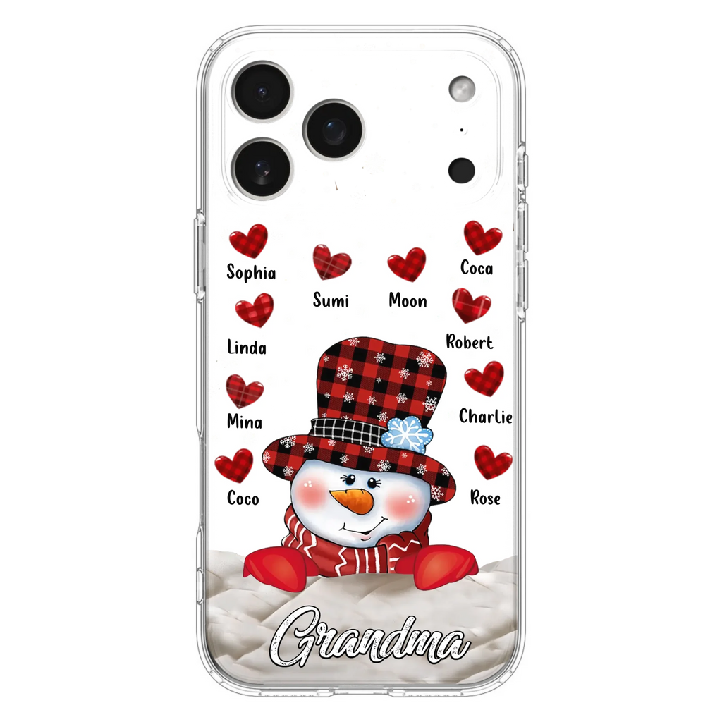 Personalized Snowman Grandma Phone Case - Christmas Gift Idea For Grandma - Up to 10 Kids - Case For iPhone/Samsung