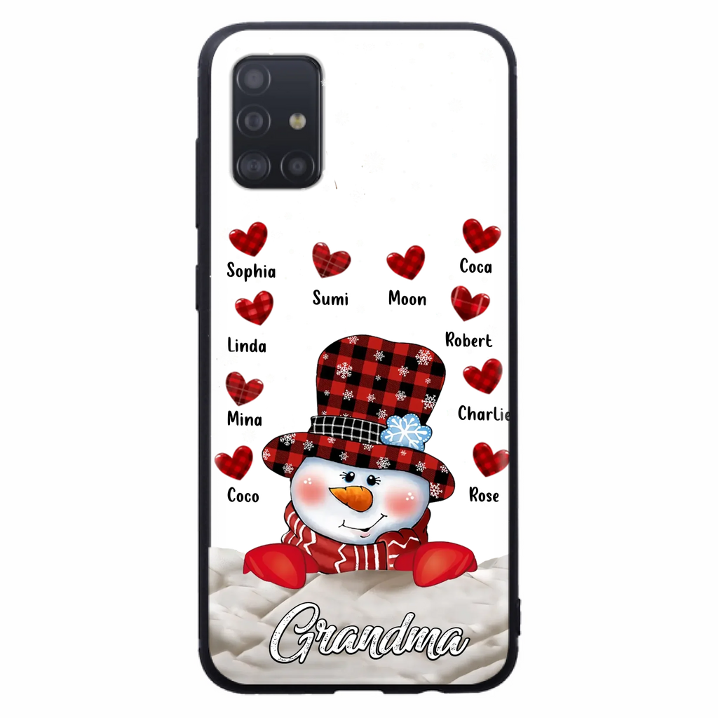Personalized Snowman Grandma Phone Case - Christmas Gift Idea For Grandma - Up to 10 Kids - Case For iPhone/Samsung