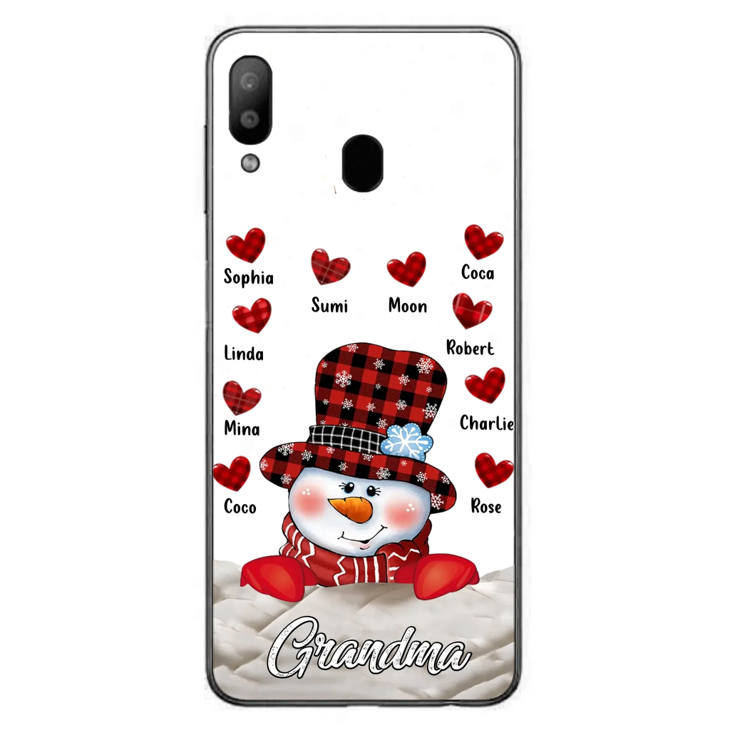 Personalized Snowman Grandma Phone Case - Christmas Gift Idea For Grandma - Up to 10 Kids - Case For iPhone/Samsung