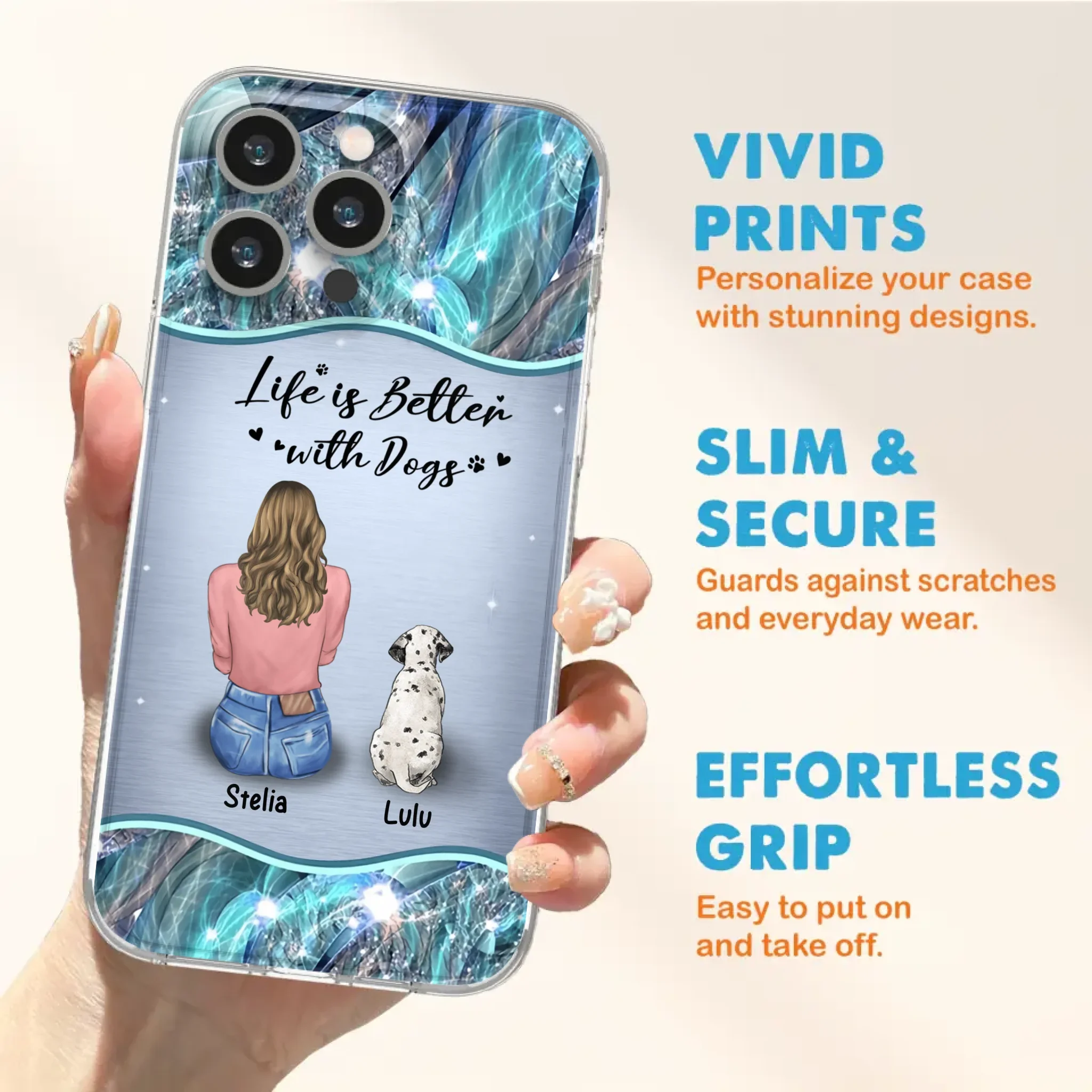 Personalized Dog Mom Phone Case - Upto 4 Dogs -Gift Idea For Dog Owners - Life Is Better With Dogs - Case For iPhone/Samsung