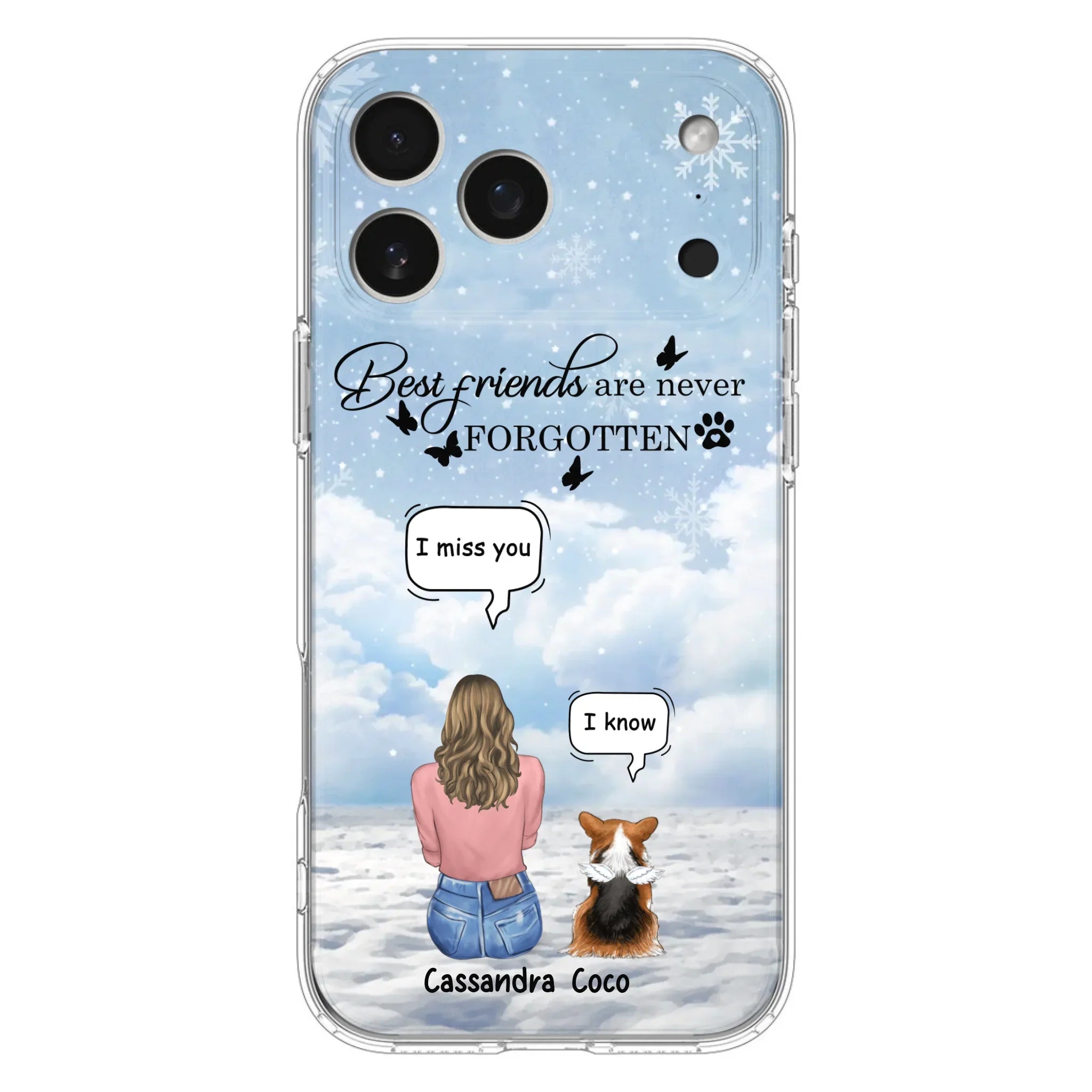 Personalized Memorial Pet Phone Case - Upto 3 Pets - Memorial Gift Idea For Dog/Cat/Rabbits Owners - I Miss You - Case For iPhone/Samsung