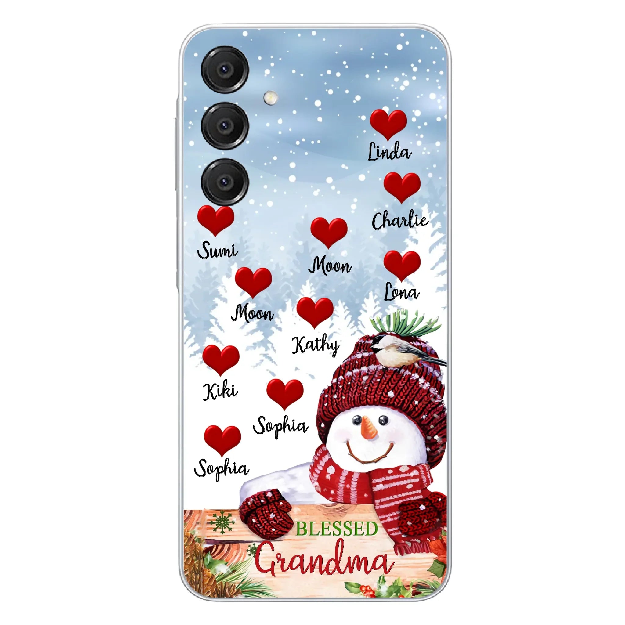 Personalized Snowman Grandma Phone Case - Christmas Gift Idea For Grandma - Up to 10 Kids - Case For iPhone/Samsung - Blessed Grandma