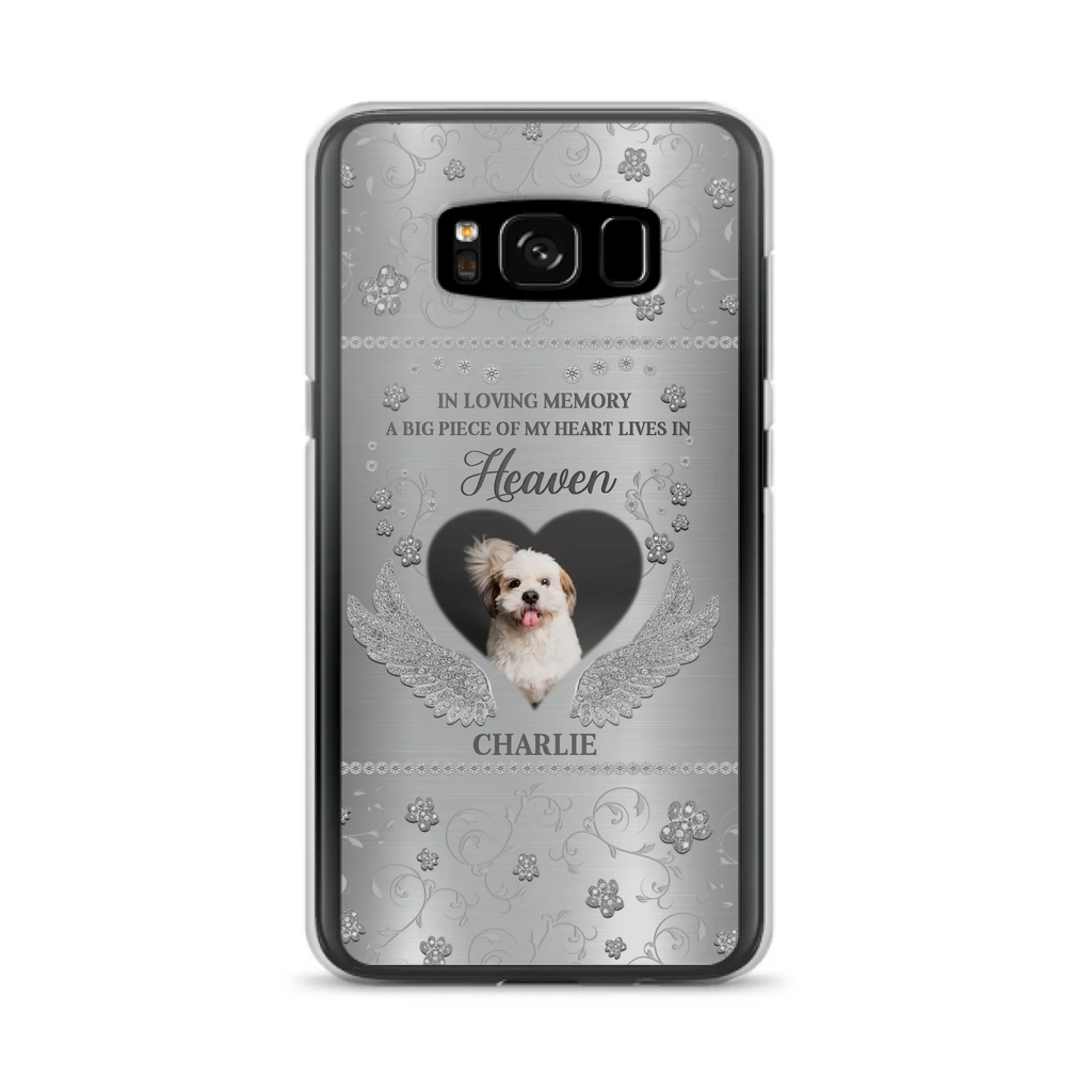 Personalized Memorial Phone Case - Upload Photo - Memorial Gift Idea For Pet Lover - A Big Piece Of My Heart Lives In Heaven - Case For iPhone/Samsung