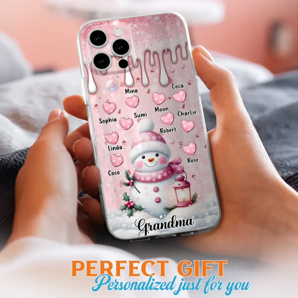 Custom Personalized Snowman Grandma Phone Case - Christmas Gift Idea For Grandma - Up to 10 Kids - Case For iPhone/Samsung - Grandma