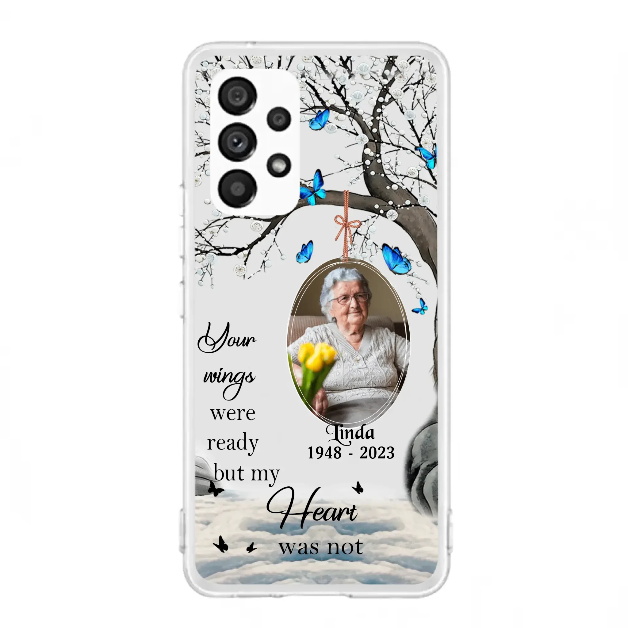 Custom Personalized Memorial Photo Phone Case - Upload Photo - Memorial Gift Idea For Family Member - Your Wings Were Ready But My Heart Was Not - Case For iPhone/Samsung