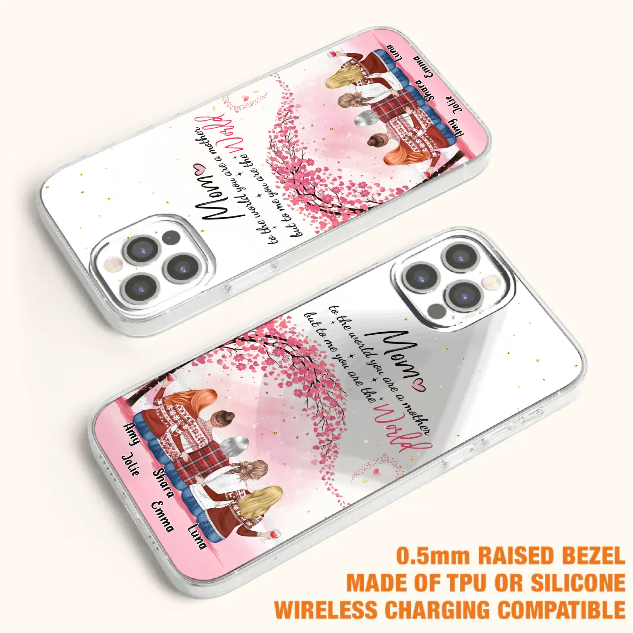 Custom Personalized Mom Phone Case - Mother With Upto 4 Daughters - Gift Idea For Mother's Day From Daughter - To Me You Are The World - Case For iPhone/Samsung