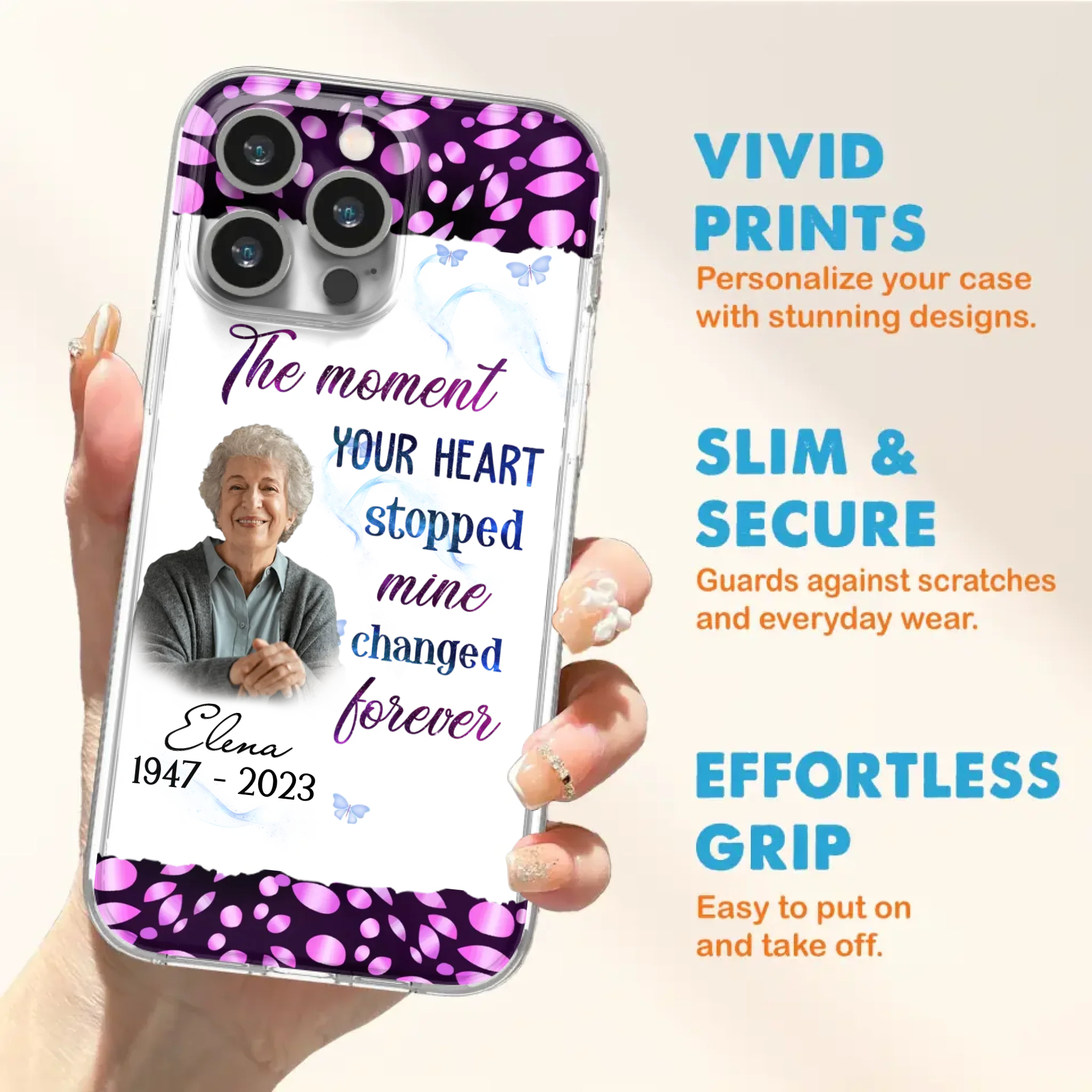 Custom Personalized Memorial Photo Phone Case - Memorial Gift For Family Member - Upload Photo - Case For iPhone/Samsung - The Moment Your Heart Stopped Mine Changed Forever