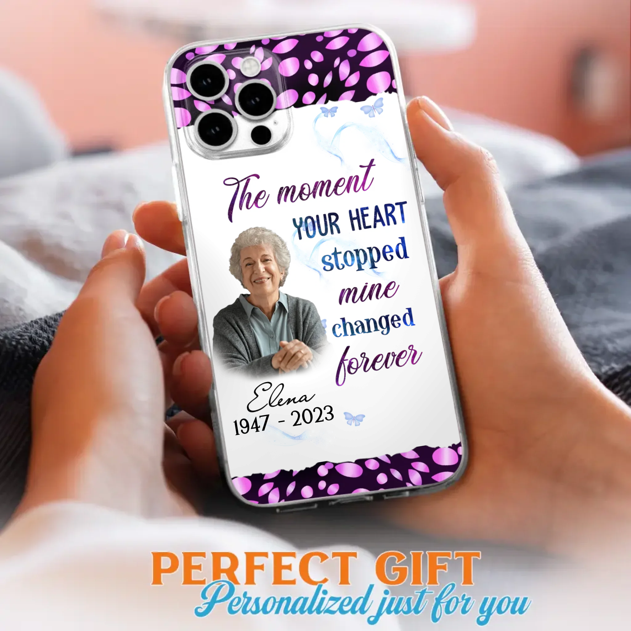 Custom Personalized Memorial Photo Phone Case - Memorial Gift For Family Member - Upload Photo - Case For iPhone/Samsung - The Moment Your Heart Stopped Mine Changed Forever