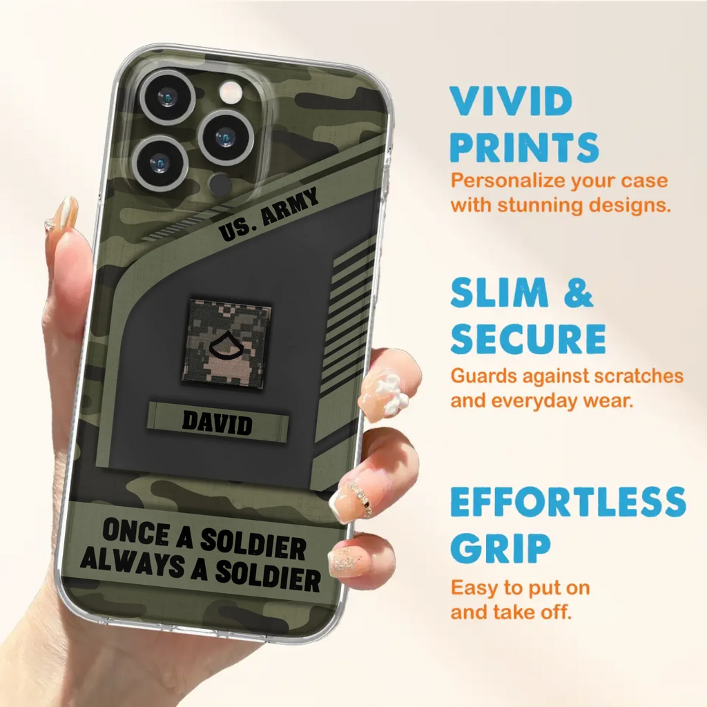 Custom Personalized Veteran Phone Case - Gift Idea For Veteran/Veterans Day - Once A Soldier Always A Soldier - Case for iPhone/Samsung