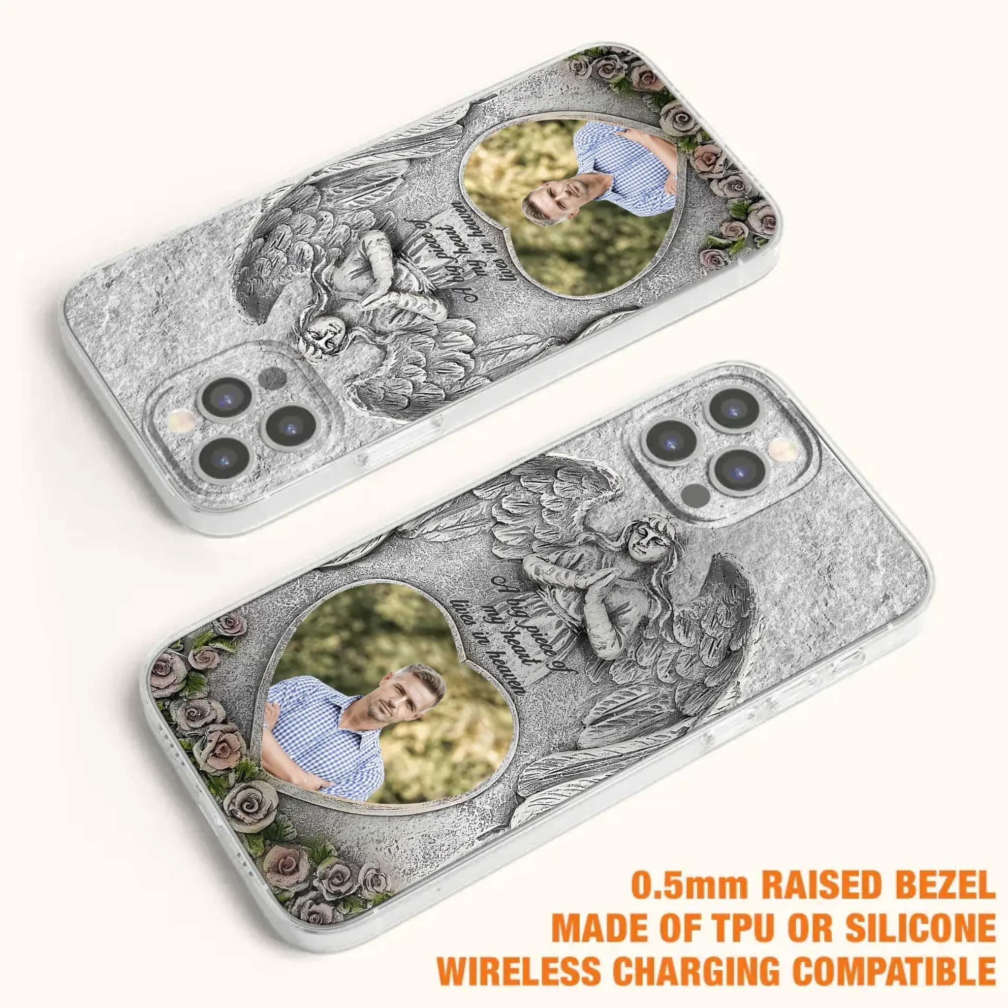 Custom Personalized Memorial Photo Phone Case - Memorial Gift Idea For Family Member - A Big Piece Of My Heart Lives In Heaven - Case For iPhone/Samsung