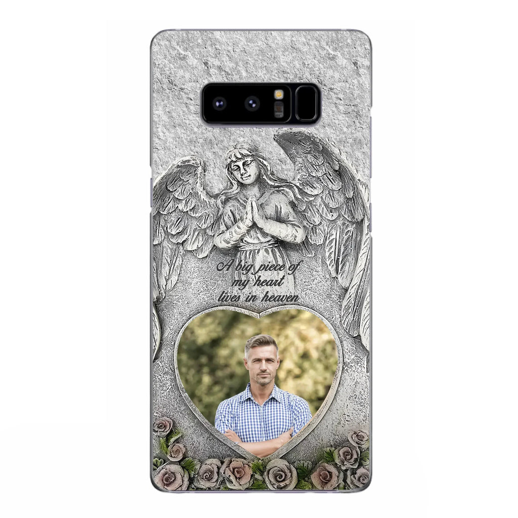 Custom Personalized Memorial Photo Phone Case - Memorial Gift Idea For Family Member - A Big Piece Of My Heart Lives In Heaven - Case For iPhone/Samsung