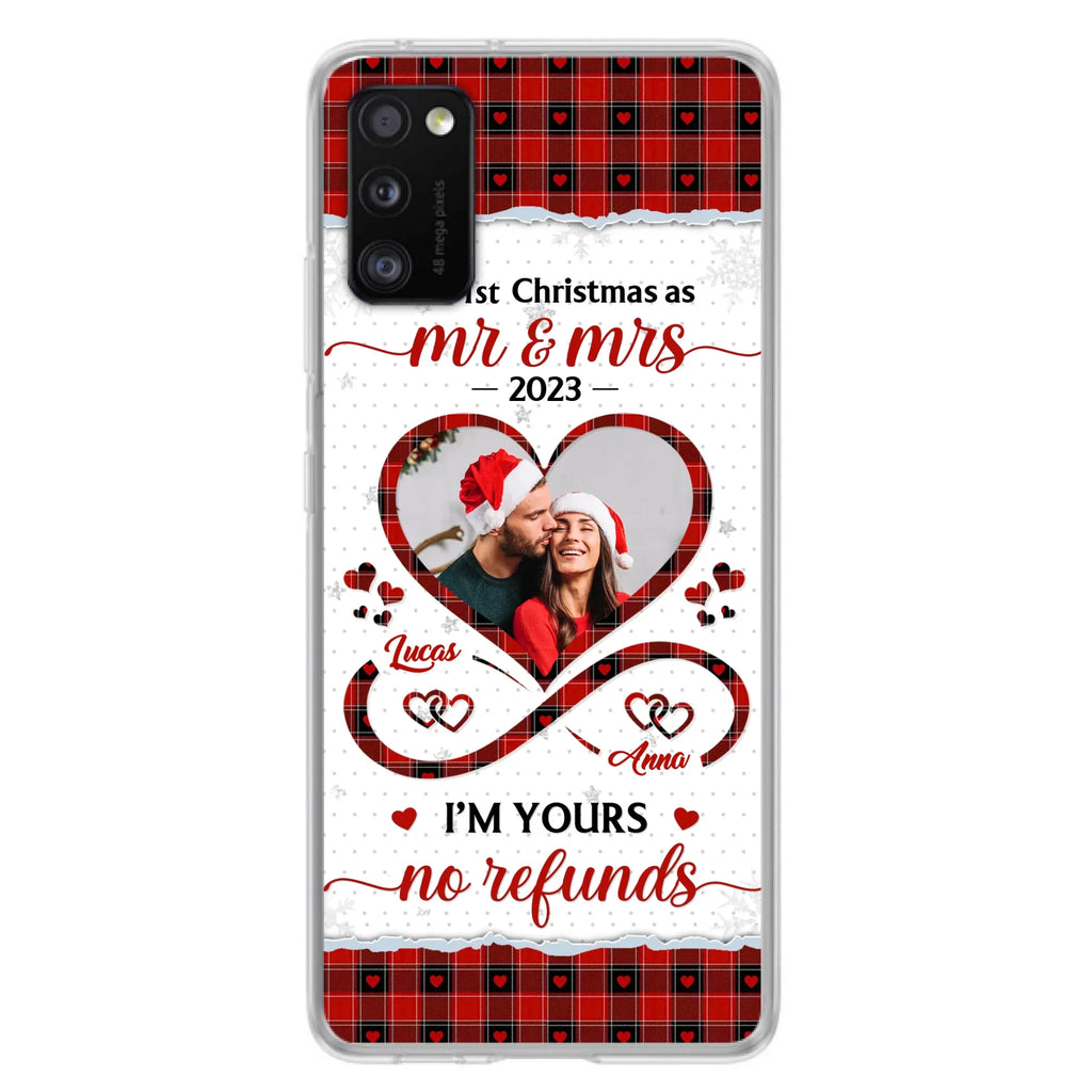 Custom Personalized Couple Photo Phone Case - Christmas Gift Idea For Couple/ Him/ Her - Our 1st Christmas As Mr & Mrs - Case For iPhone/Samsung