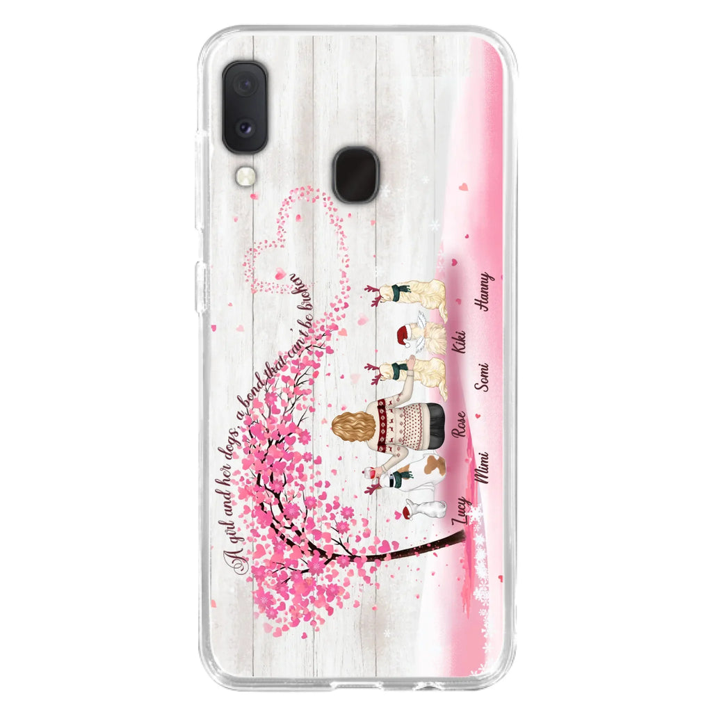 Personalized Dog Mom/Dad Phone Case - Mom/Dad With Up To 5 Dogs - Gift Idea For Dog Lovers - A Girl And Her Dogs, A Bond That Can't Be Broken - Case For iPhone/Samsung