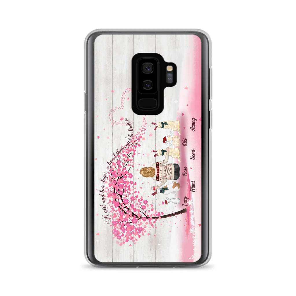 Personalized Dog Mom/Dad Phone Case - Mom/Dad With Up To 5 Dogs - Gift Idea For Dog Lovers - A Girl And Her Dogs, A Bond That Can't Be Broken - Case For iPhone/Samsung