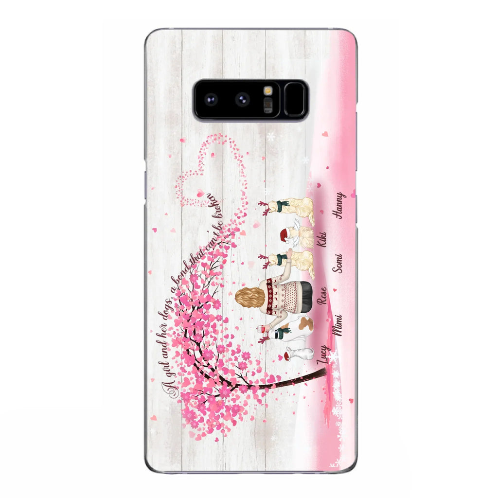Personalized Dog Mom/Dad Phone Case - Mom/Dad With Up To 5 Dogs - Gift Idea For Dog Lovers - A Girl And Her Dogs, A Bond That Can't Be Broken - Case For iPhone/Samsung