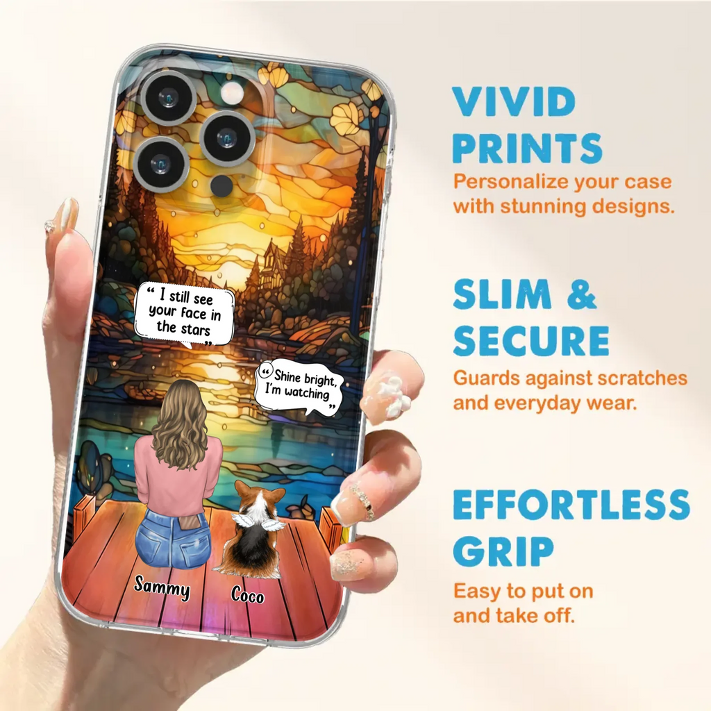 Personalized Memorial Pet Phone Case - Memorial Gift Idea For Dog/Cat/Rabbits Owners - I Still See Your Face In The Stars - Case For iPhone/Samsung