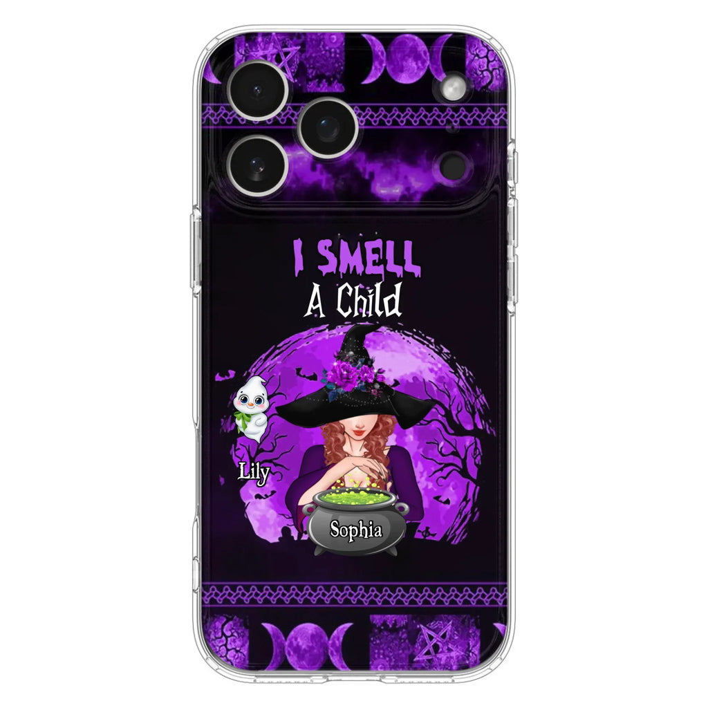 Custom Personalized Witch Phone Case - Upto 10 Children - Halloween Gift Idea for Family - I Smell Children - Case for iPhone/Samsung