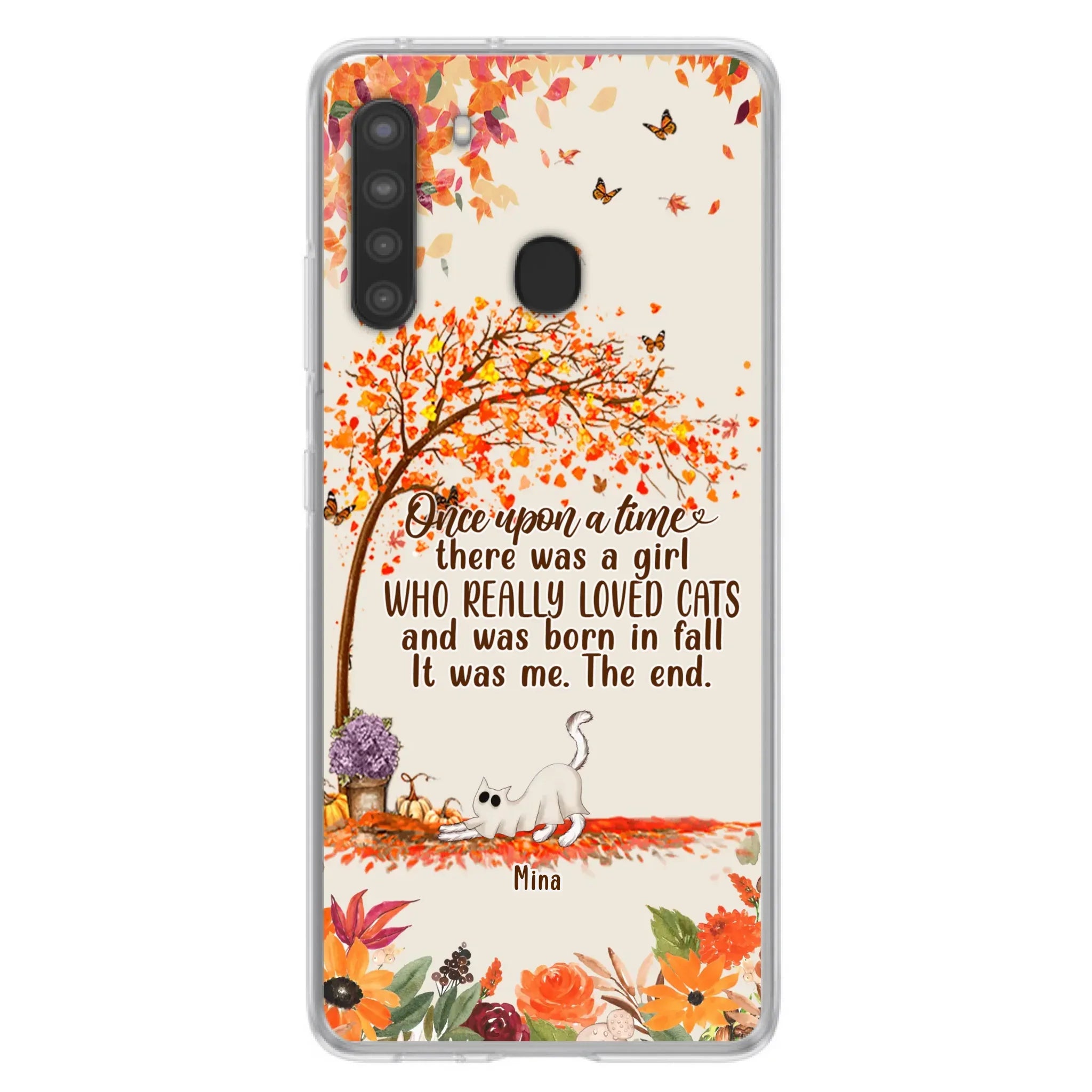 Custom Personalized Cat & Fall Phone Case - Upto 6 Cats - Autumn Gift For Cat Lover - Once Upon A Time - Case For iPhone And Samsung