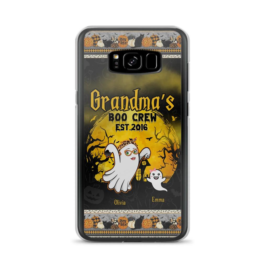 Custom Personalized Grandma Phone Case - Halloween Gift For Grandma - Upto 7 Kids - Grandma's Boo Crew - Case For iPhone/ Samsung