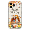 Custom Personalized Dog Mom Autumn Phone Case - Gift Idea For Dog Owners - Upto 5 Dogs -  Case For iPhone/Samsung - Just A Girl Who Loves Fall & Dogs