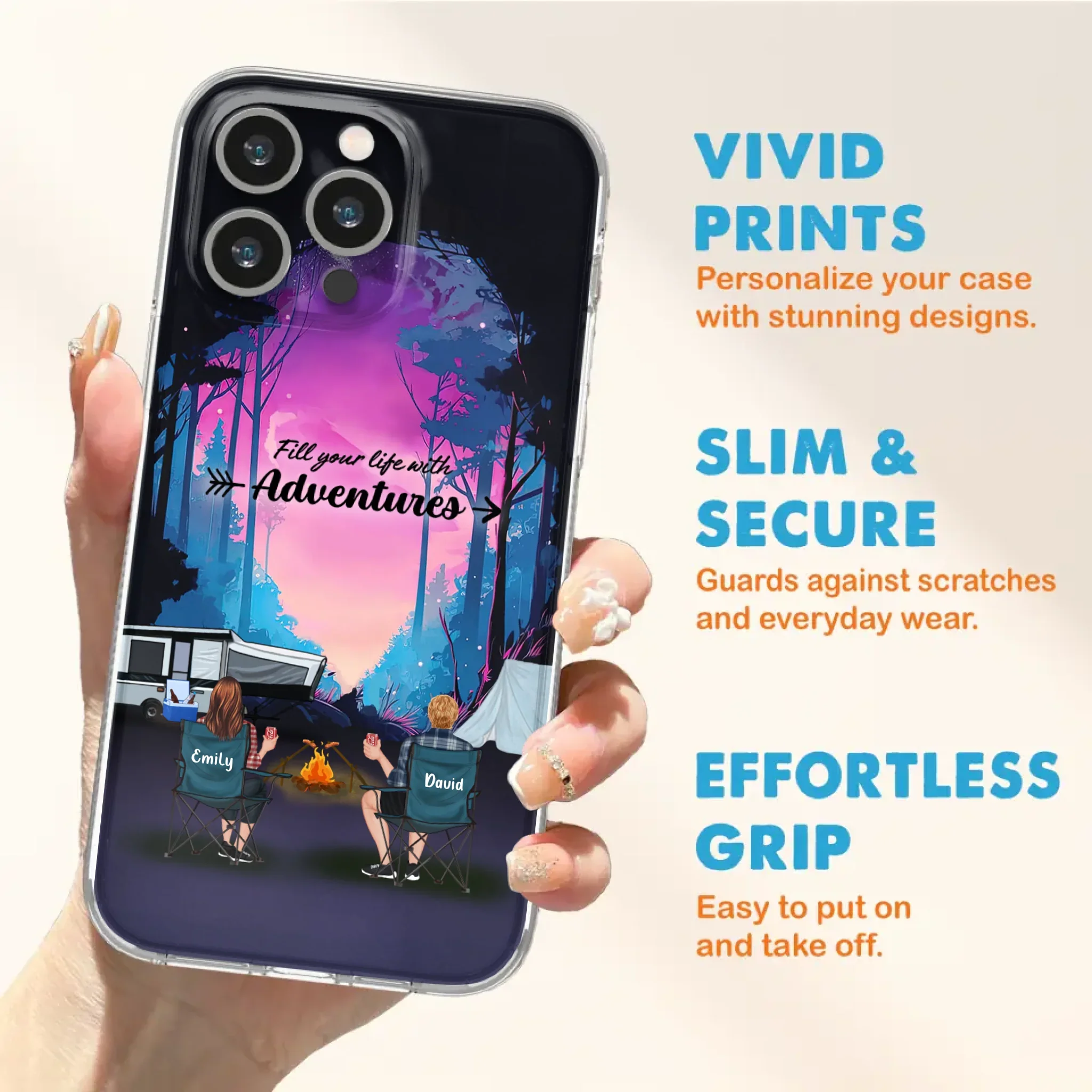 Personalized Camping Phone Case - Full Option - Best Gift For Camping Lovers - Fill Your Life With Adventures - Case For iPhone/Samsung