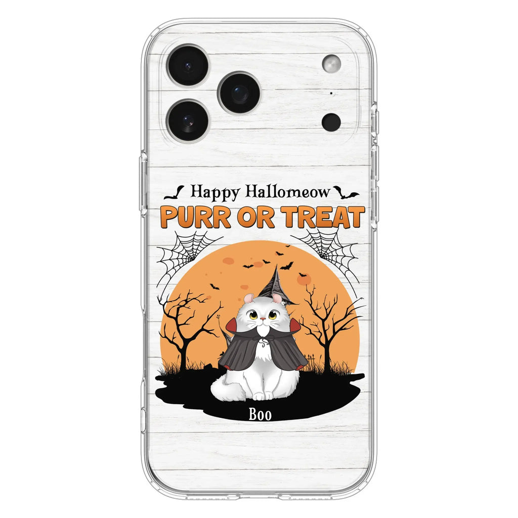 Custom Personalized Meowloween Phone Case - Up to 6 Cats - Halloween Gift Idea for Cat Lovers - Happy Hallomeow - Case for iPhone/Samsung