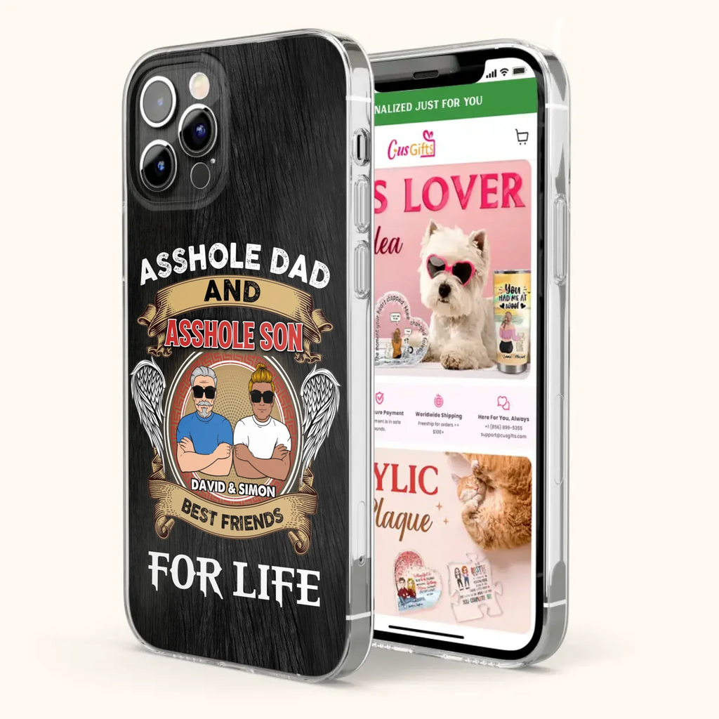 Custom Personalized Dad And Son Phone Case - Funny Gift Idea for Dad from Son - Asshole Dad And Asshole Son Best Friends For Life - Case for iPhone/Samsung