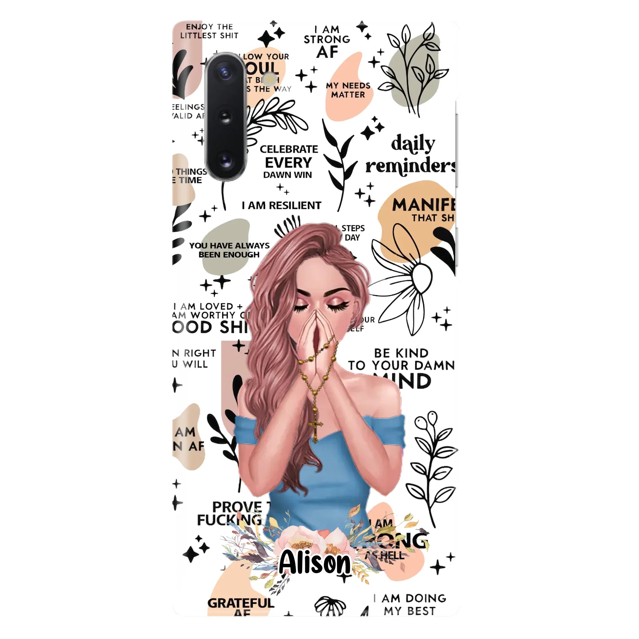Custom Personalized Praying Girl Phone Case - Gift Idea for Girls/Friends - Case for iPhone/Samsung