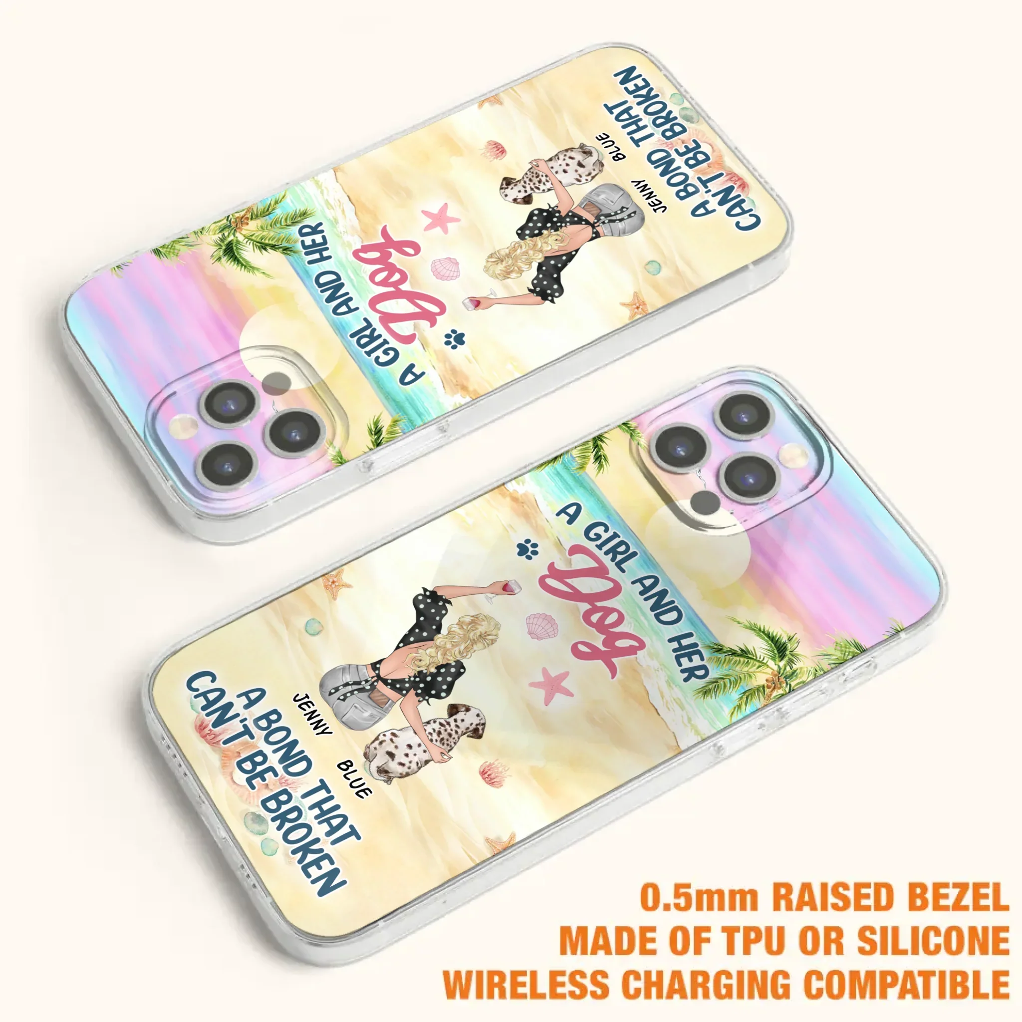 Custom Personalized Dog Mom Phone Case - Upto 6 Dogs - Gift Idea for Dog Lovers - A Girl And Her Dog A Bond That Can't Be Broken - Case for iPhone/Samsung