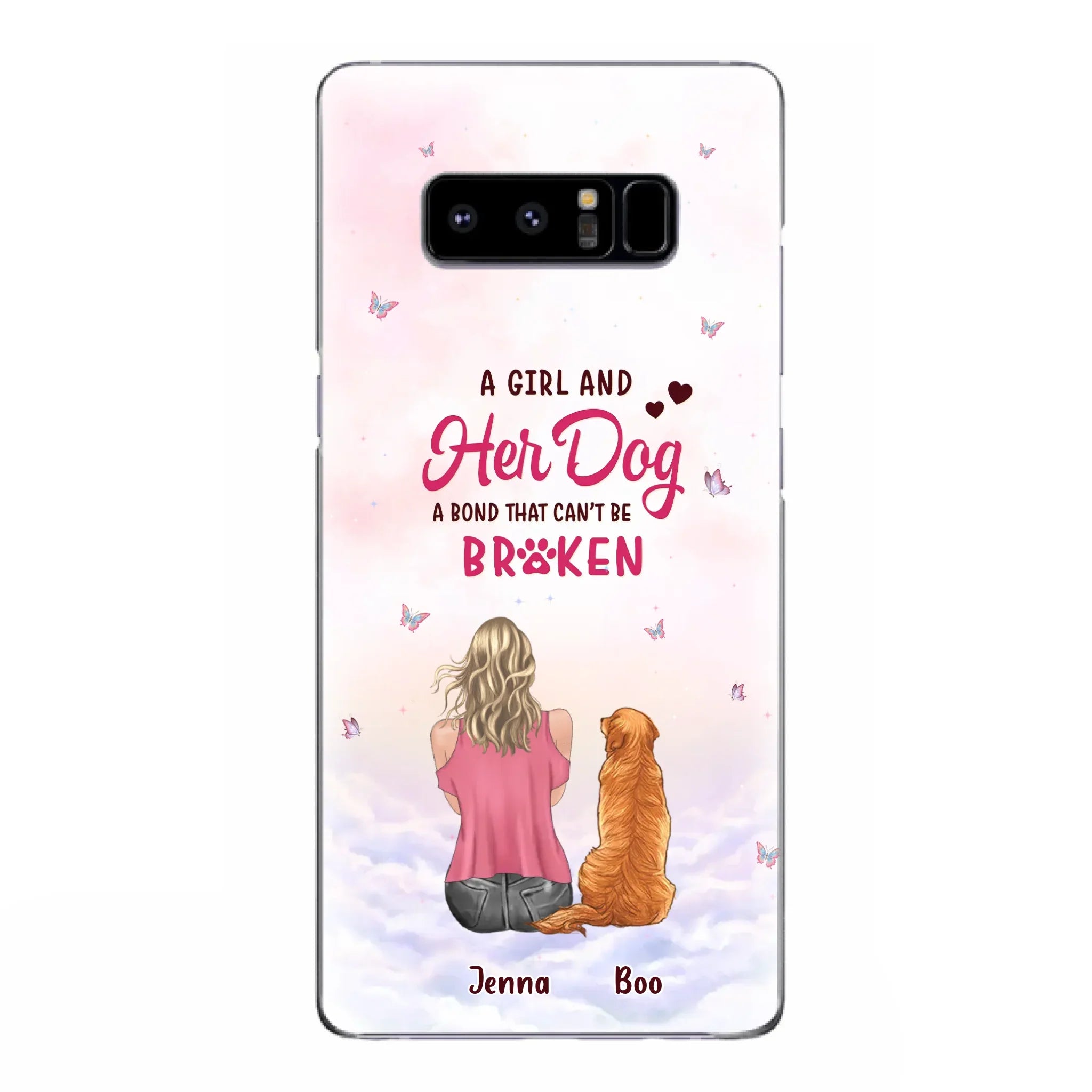 Custom Personalized Dog Mom Phone Case - Upto 5 Dogs - Gift Idea For Dog Lovers - A Girl And Her Dog A Bond That Can't Be Broken - Case for iPhone/Samsung