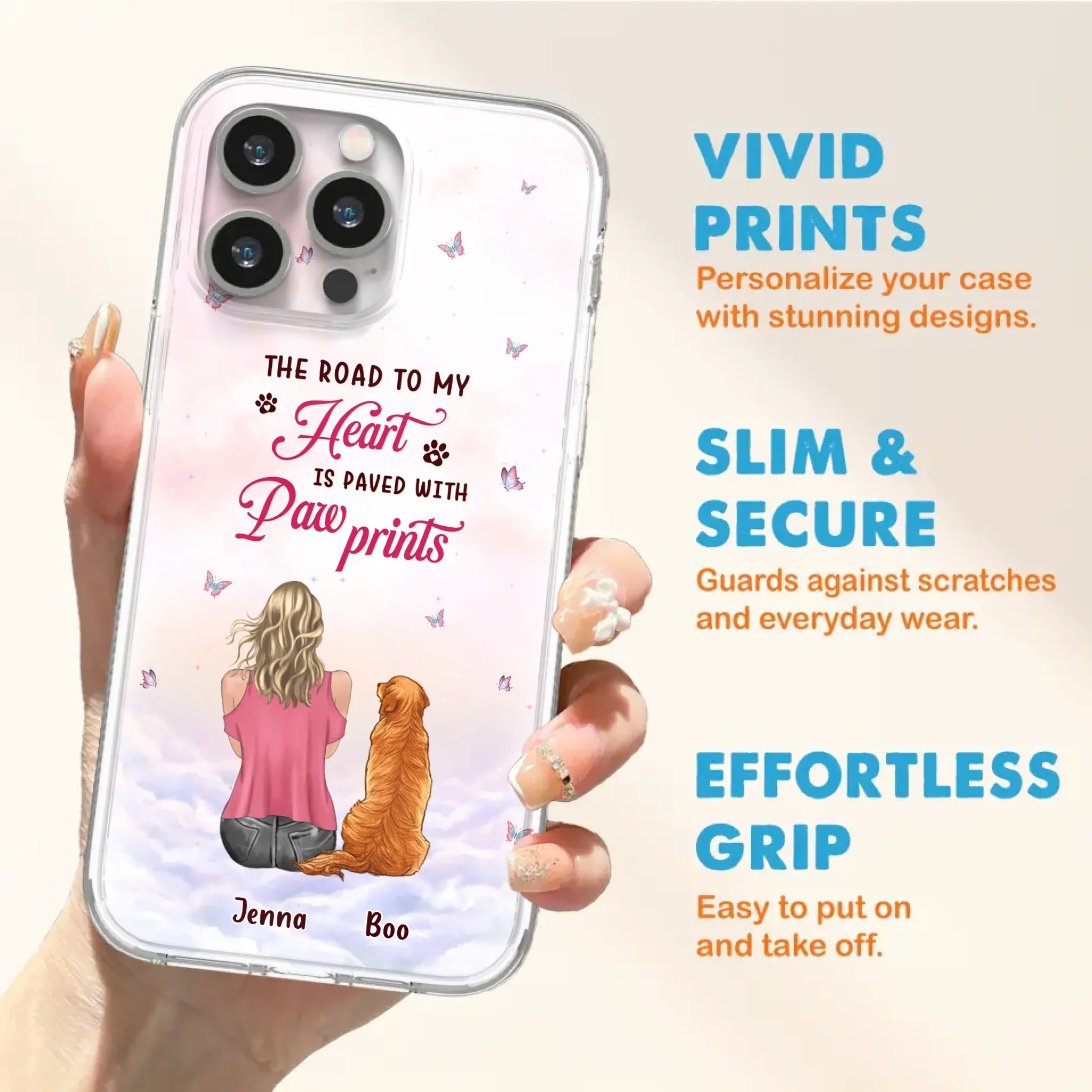 Custom Personalized Dog Mom Phone Case - Upto 5 Dogs - Gift Idea For Dog Lovers - The Road To My Heart Is Paved With Pawprints - Case for iPhone/Samsung