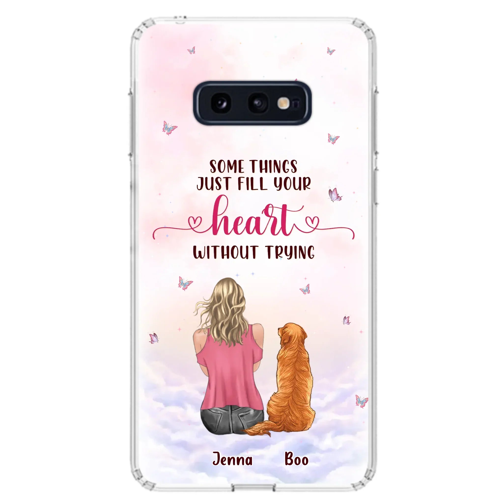 Custom Personalized Dog Mom Phone Case - Upto 5 Dogs - Gift Idea For Dog Lovers - Some Things Just Fill Your Heart Without Trying - Case for iPhone/Samsung