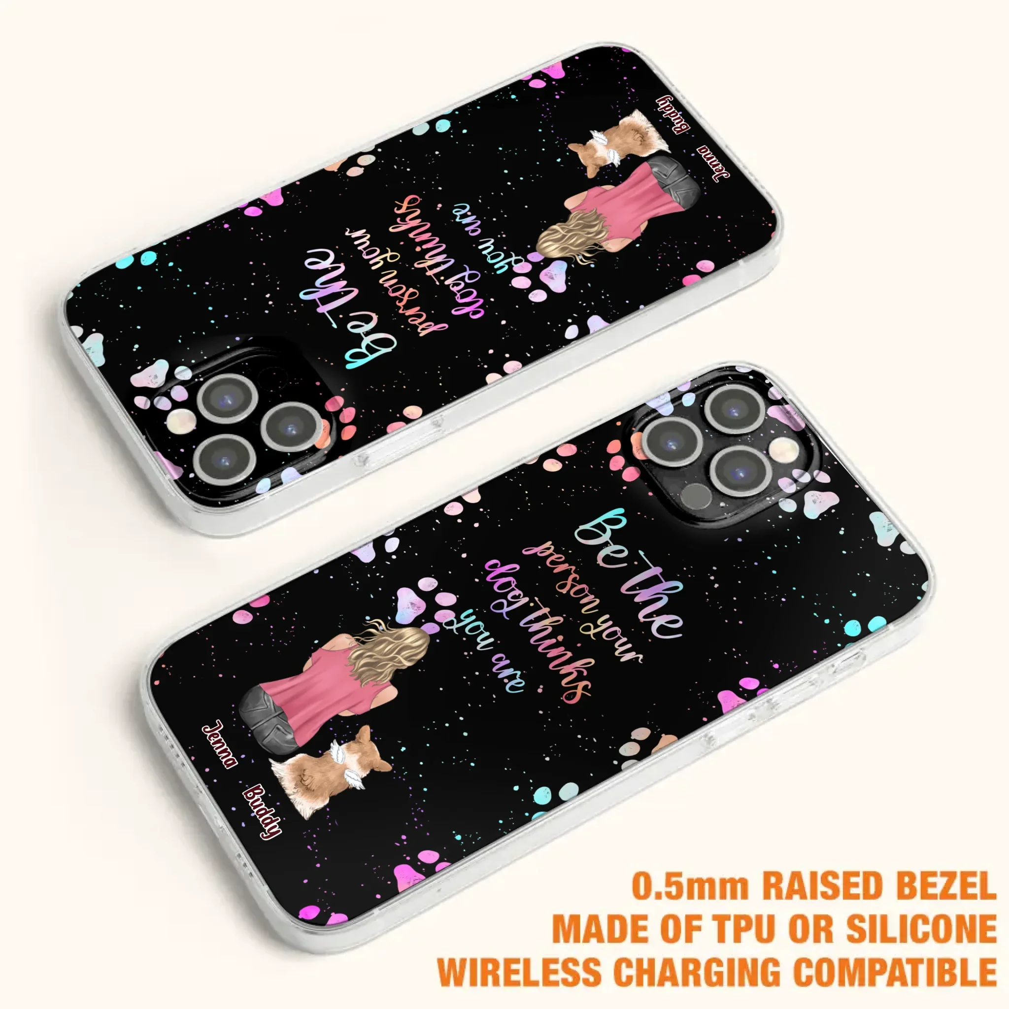 Custom Personalized Dog Mom Phone Case - Upto 5 Dogs - Gift Idea For Dog Lovers - Be The Person Your Dog Thinks You Are - Case for iPhone/Samsung