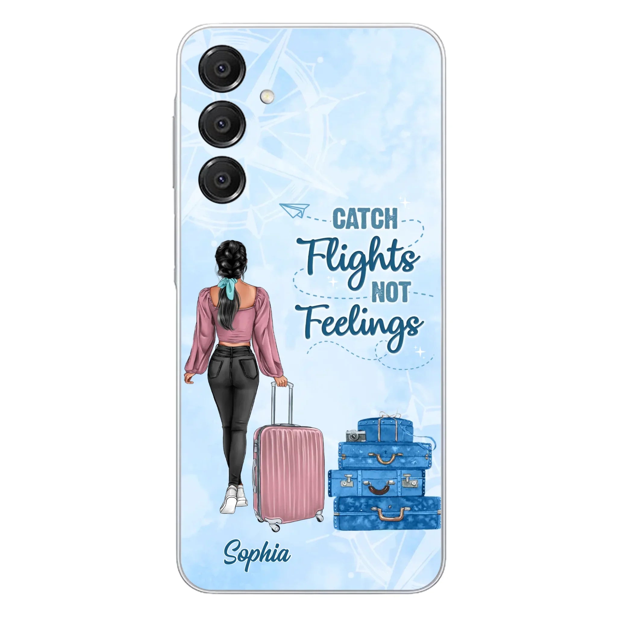 Custom Personalized Traveling Girl Phone Case - Gift Idea For Traveling Lovers/Girl - Catch Flights Not Feelings - Cases For iPhone/Samsung