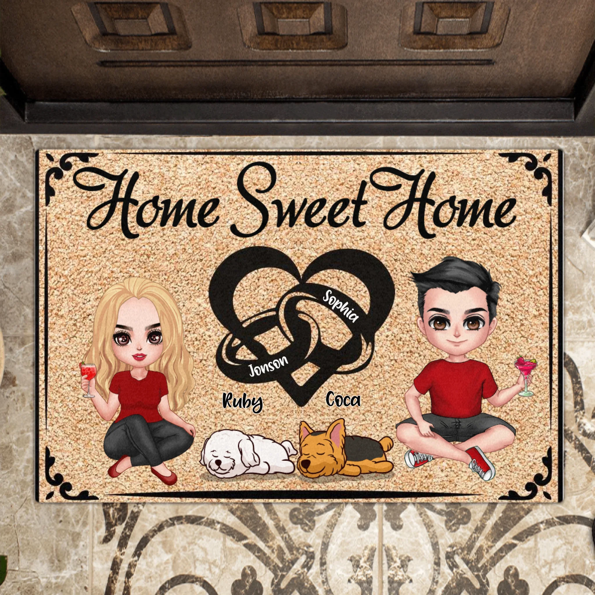 Custom Personalized Home Sweet Couple Home Doormat - Valentine's Day Gift For Couple