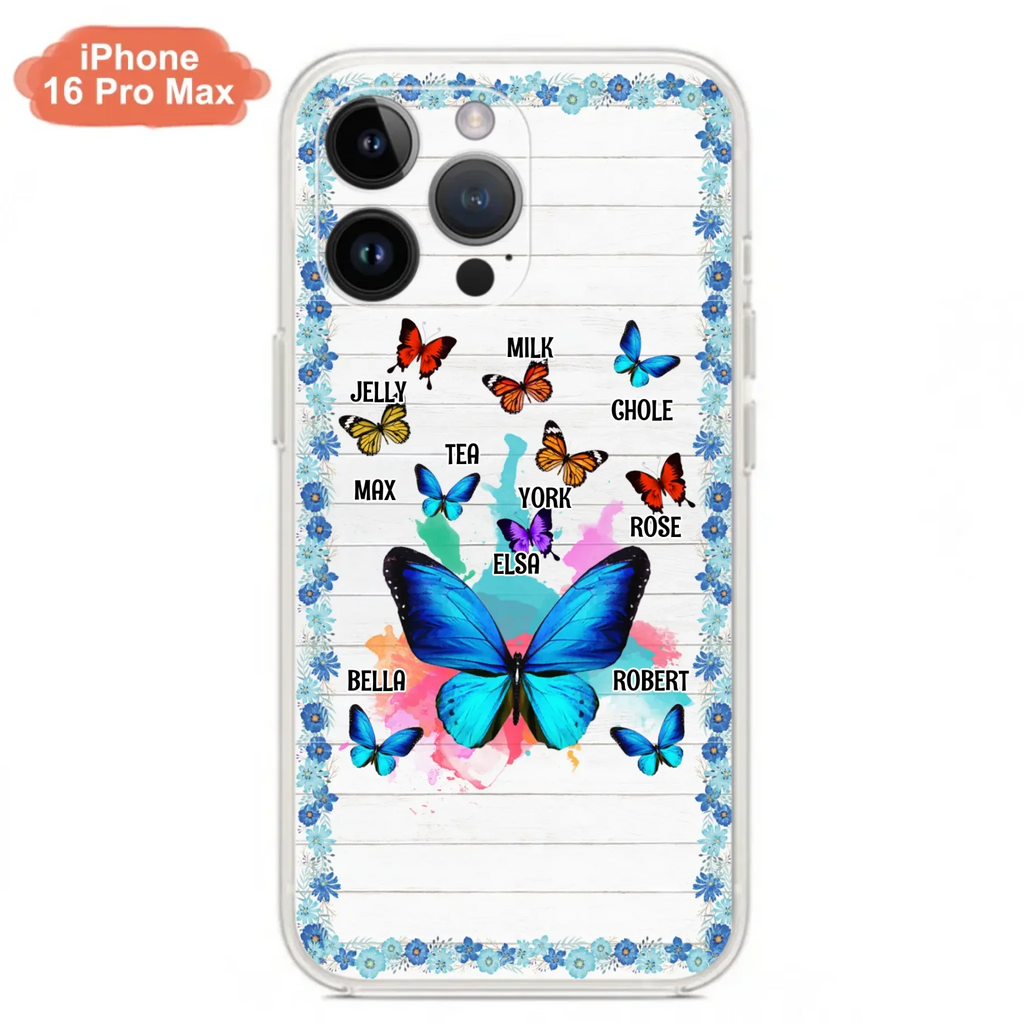 Custom Personalized Butterfly Grandma iPhone/ Samsung Phone Case - Up to 10 Kid's Name - Mother's Day Gift Idea For Grandma