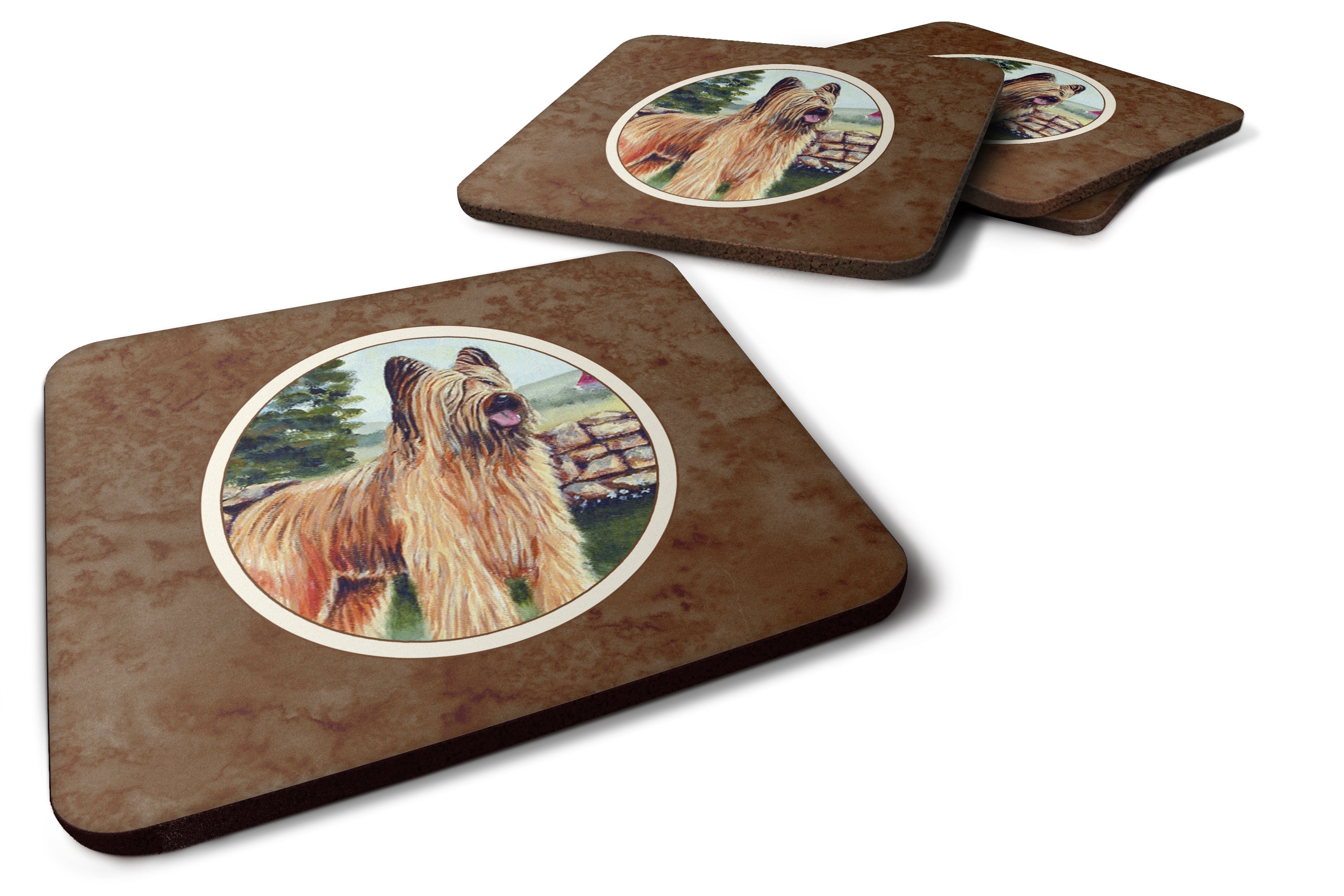Briard Foam Coasters Set of 4 Cup Coasters for Indoor Outdoor, Tabletop Protection, Anti Slip, Mouse pad Material