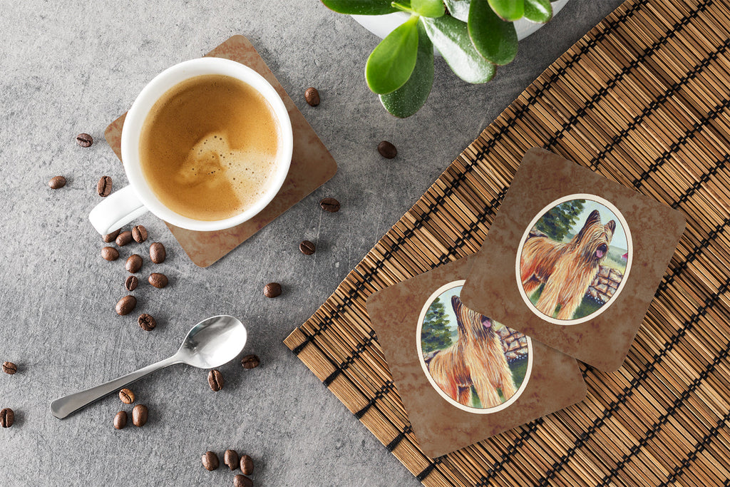 Briard Foam Coasters Set of 4 Cup Coasters for Indoor Outdoor, Tabletop Protection, Anti Slip, Mouse pad Material
