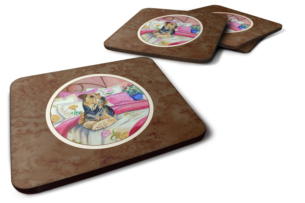 Airedale Waiting on Mom Foam Coasters Set of 4 Cup Coasters for Indoor Outdoor, Tabletop Protection, Anti Slip, Mouse pad Material