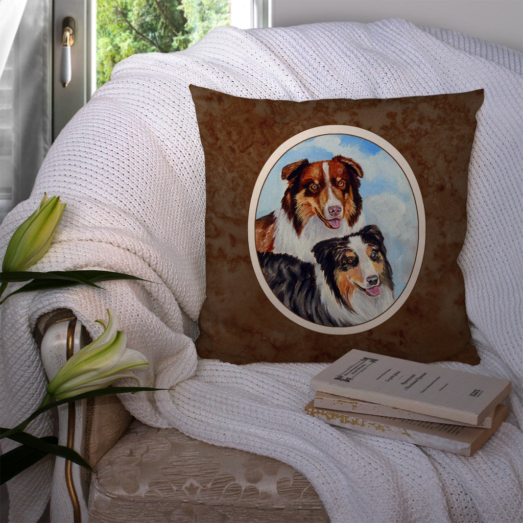 Australian Shepherd What a pair Decorative Throw Pillow 14x14 Indoor Outdoor Accent Cushion, Fabric Cover with Insert for Sofa, Bed, Porch & Living Room