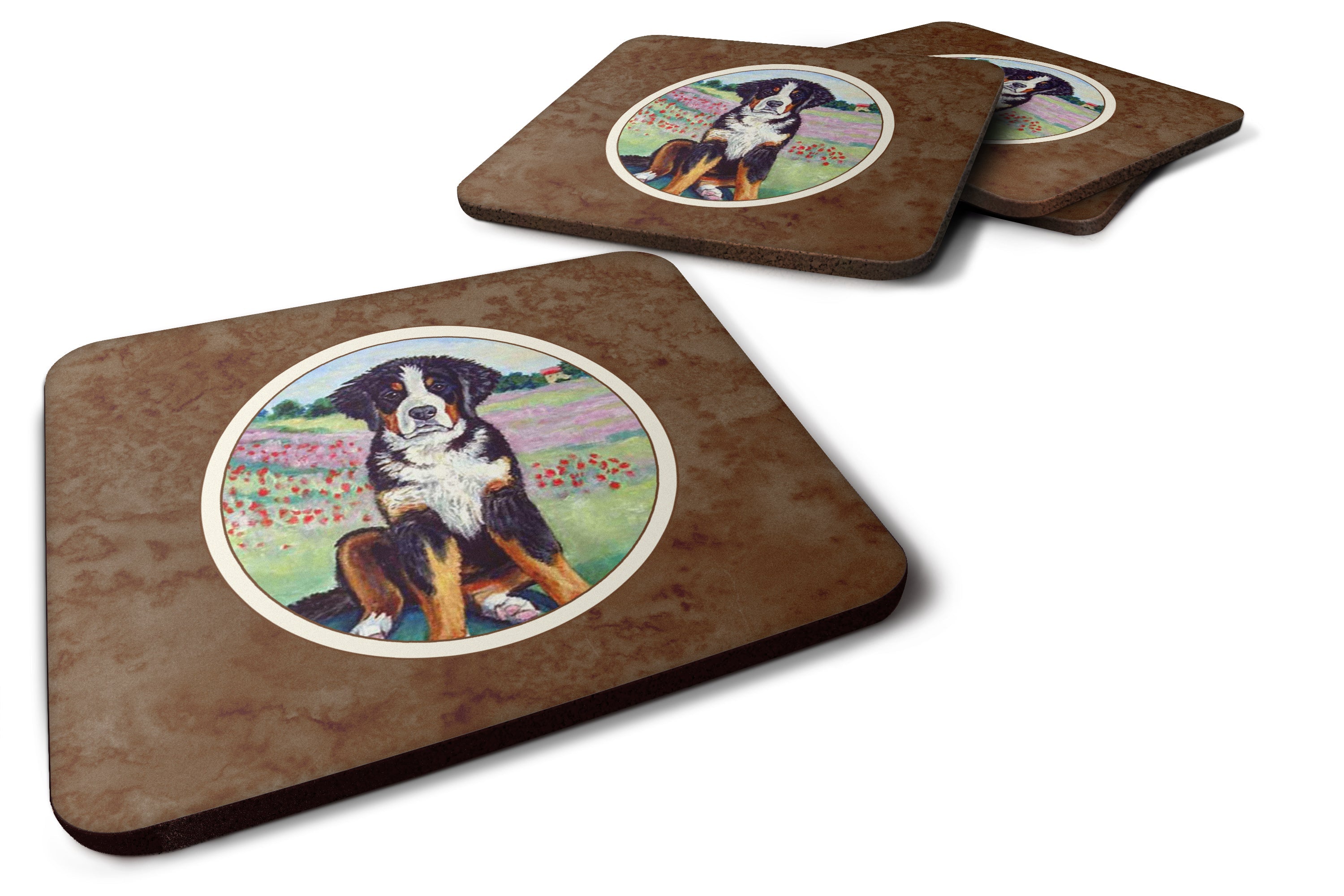 Bernese Mountain Dog Foam Coasters Set of 4 Cup Coasters for Indoor Outdoor, Tabletop Protection, Anti Slip, Mouse pad Material