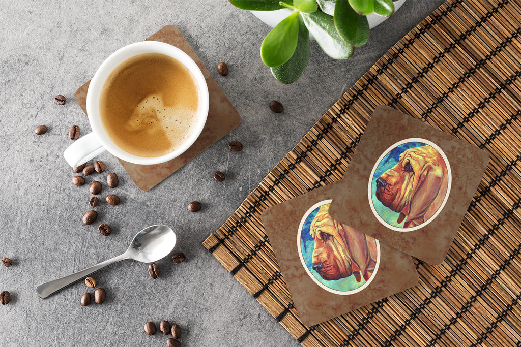 Bloodhound Foam Coasters Set of 4 Cup Coasters for Indoor Outdoor, Tabletop Protection, Anti Slip, Mouse pad Material