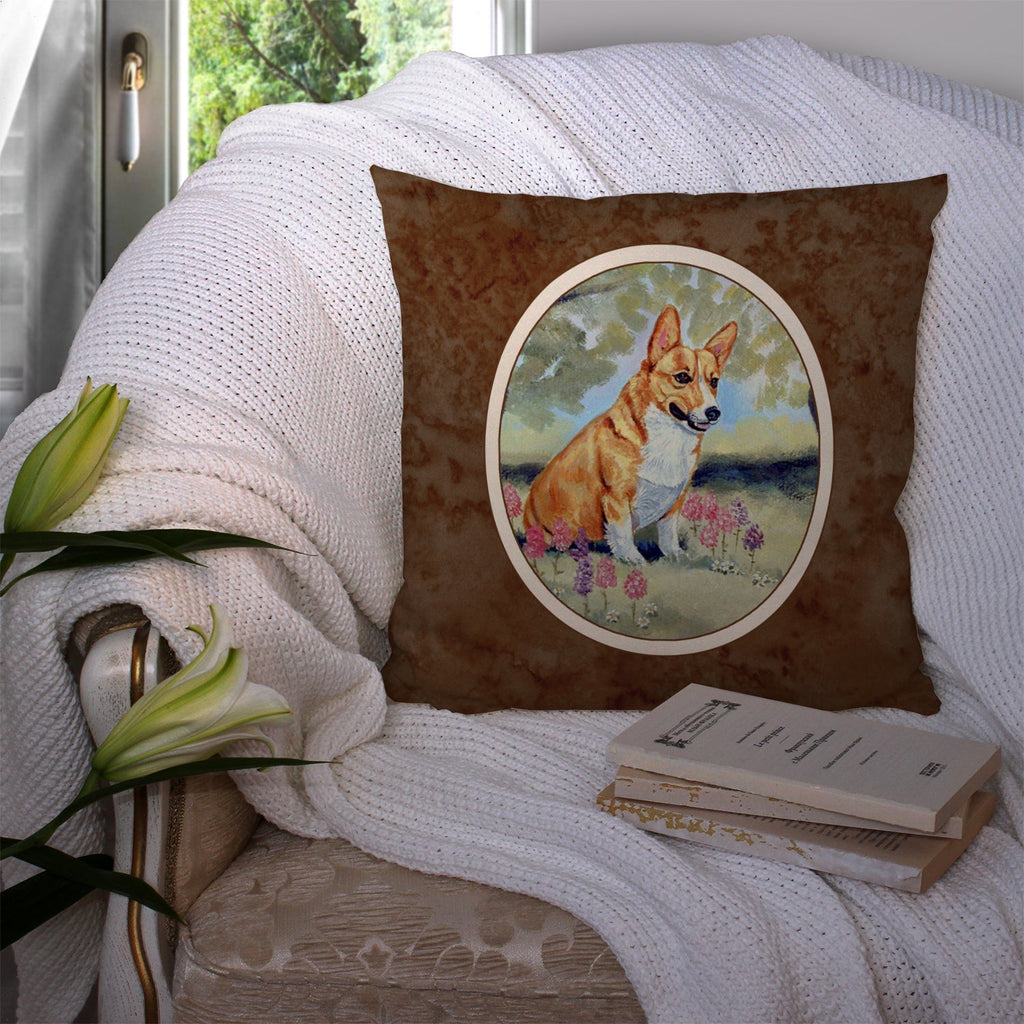 Corgi Decorative Throw Pillow 14x14 Indoor Outdoor Accent Cushion, Fabric Cover with Insert for Sofa, Bed, Porch & Living Room