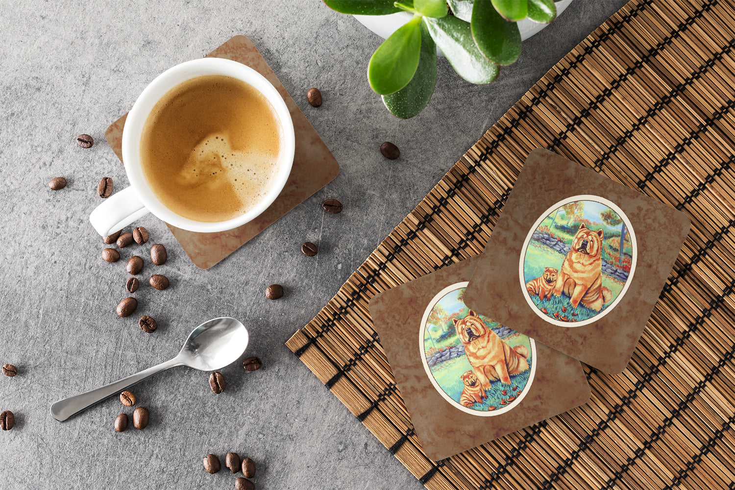 Chow Chow Momma's Love Foam Coasters Set of 4 Cup Coasters for Indoor Outdoor, Tabletop Protection, Anti Slip, Mouse pad Material